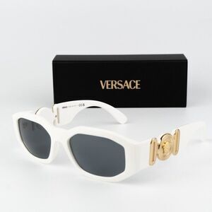 NEW Versace VE4361 401/87 Medusa Biggie White Grey Rectangle Unisex Sunglasses